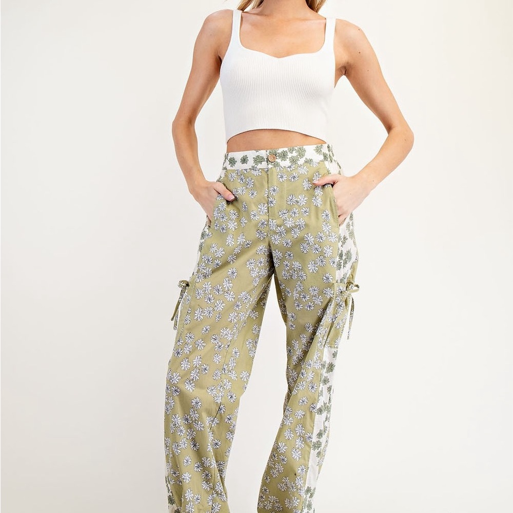 Sesame Green Floral Pants